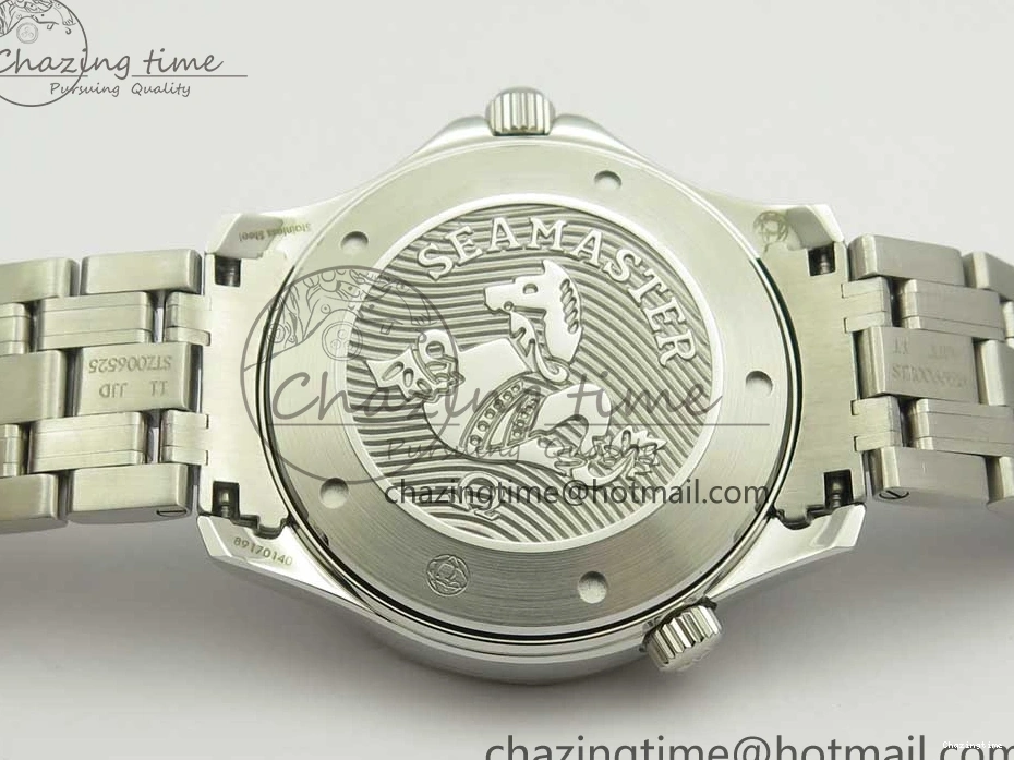 0227 HighQuality Seamaster 300M Chronometer SS Black OMF 1:1 Best Edition on SS Bracelet A2824 (Black Balance Wheel) V 7954